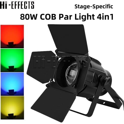 80W RGBW 4IN1 COB Par Light DMX512 Control Beam With Barn Doors Effect Light LED Stage Strobe Light For DJ Disco Bar Party Show