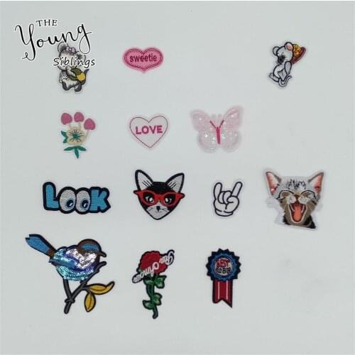 Hot sale Mouse Butterfly Iron on Patches Kids Embroidered Cute Cartoon Patches Sewing Clothes Sticker Jacket DIY Badges Applique
