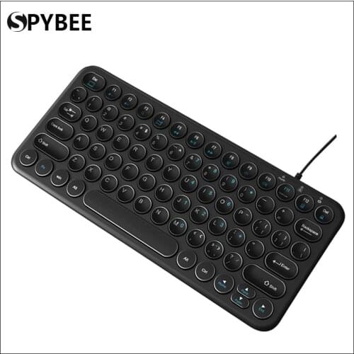 78 Keys Mini Wired Keyboard Small Light Compact Design Retro Round Key USB Keyboards For Desktop Laptop