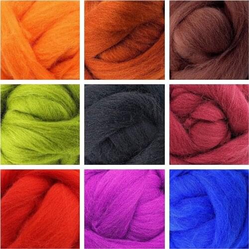 10g (9 Colors) Wool Roving Felting Wool 19 Microns Super Soft Natural Wool Fiber Value Pack for Needle Starter Felting Kit (H)