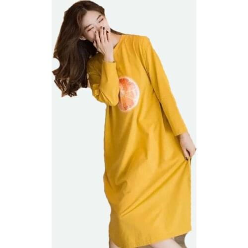 Spring Womens Long Cotton Sleepwear Home Nightshirt Women Sleepwear Loose Leisure Ladies Nightgown Women Dress