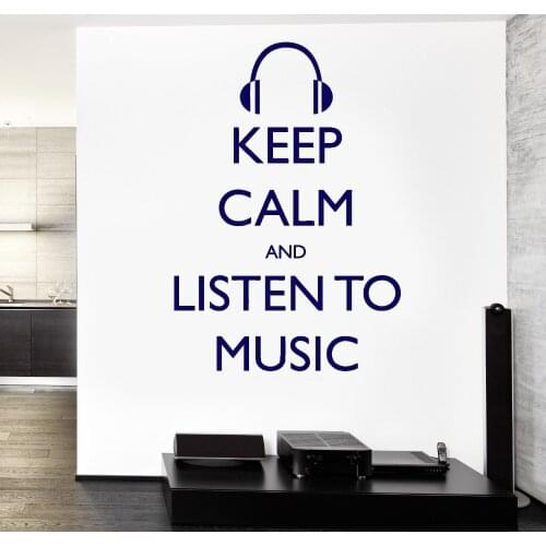 Vinyl Decals Quote Decoration Keep Calm And Listen To Music Guaranteed Quality Wall Stickers Living Room YY291
