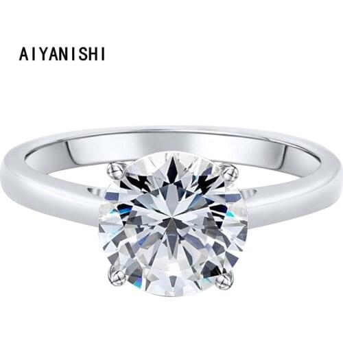 AIYANISHI S925 Rings For Women Silver Color Wedding Ring Bridal Jewelry Round Stone Engagement Party Bijoux Femme Drop Shipping