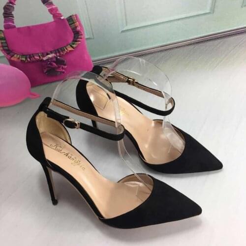 2020 sexy black pu bucklet strap hollow out open toe ladies spring pumps stiletto heeled lady pumps party women shoes