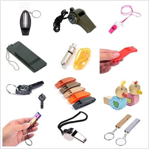 1PCS 12 Styles Multifunctional Emergency Survival Whistle Keychain For Camping Hiking Outdoor Sport Tools Training Whistle
