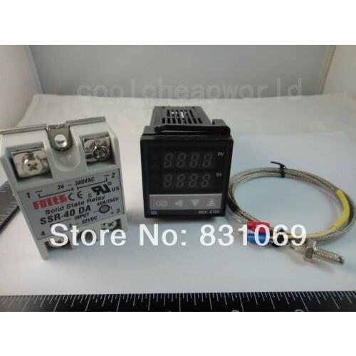 1pcs/lot 100-240V Digital PID Temperature Controller + max.40A SSR + K Thermocouple Probe Brand New