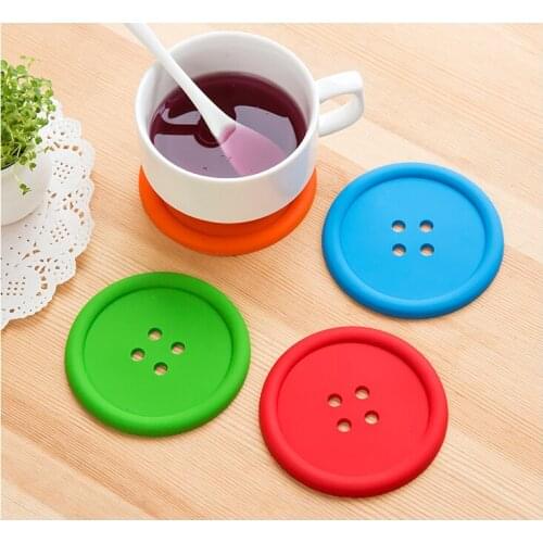 1 Piece Lytwtws Silicone Button Cup table Mat Pad Coaster Drinks holder Tableware Placemat bowl drink doilies bar Soft