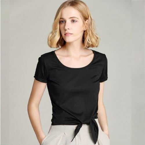 100% Cotton Womens T-shirt2021Short summer loose scoop pure white T-shirt