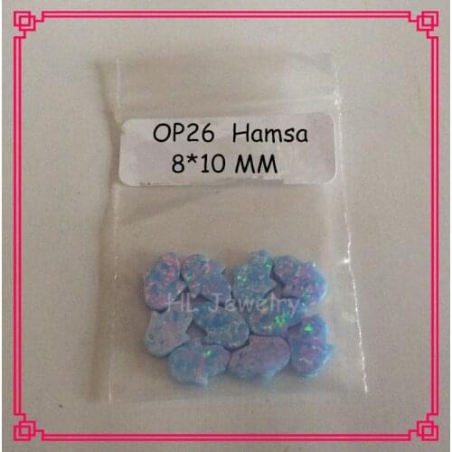 100PCS/Lot 8*10MM Synthetic Fire Hamsa Opal Op26 Cornflower Blue Tiny Fatima Hand Opal