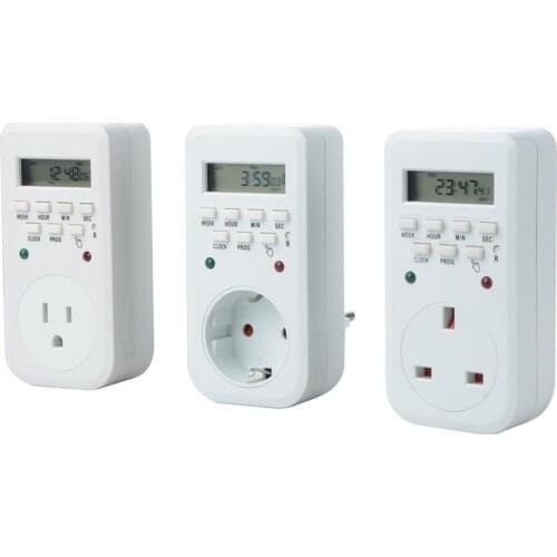 220V 50Hz 16A Auto On/Off Relay Timer Switch Socket Digital LCD Power Timer Energy-saving Programmable Time Switch EU US UK Plug