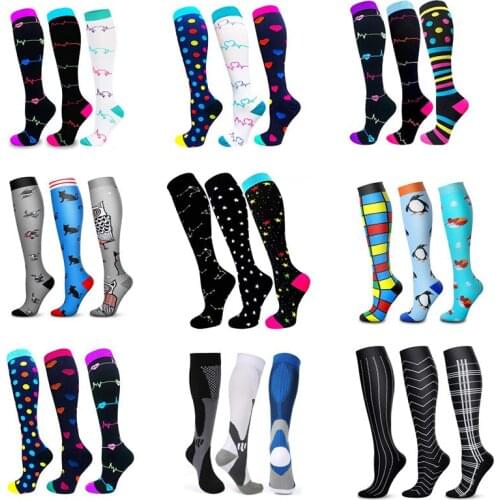 3 Pairs/Lots Dropship Compression Socks Wholesales Golfs Tube Football Socks Outdoor Sports Nursing Running Fitness Socks