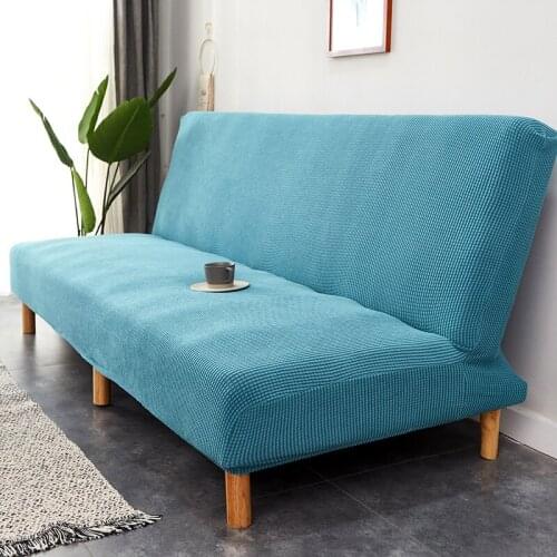 3D Quilted Sky Blue Nordic Stretch Elastic No Armrest Sofa Cover Slip Cover Polyester/Spandex Parlour Living Room