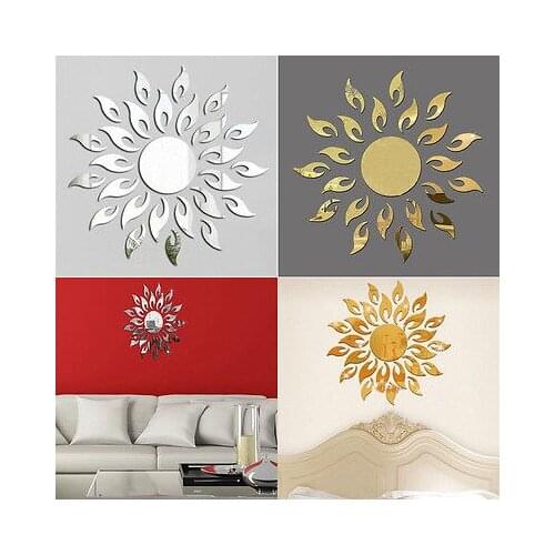 3D Sunflower Mirror Vinyl Decal Wall Stickers Art Mural Living Room Decor New