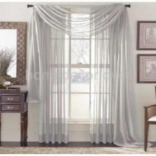 5 Piece Door Window Balcony Soild Gray Tulle Voile Sheer Curtain Panel 100x200cm