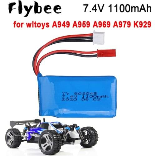 7.4V battery For Wltoys A949 A959 A969 A979 V353 k929 RC Car 7.4V 1100mAh 903048 Lipo Battery For Wltoys RC Cars toys Parts