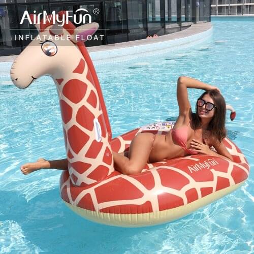 AirMyFun Inflatable Giant Giraffe Pool Floats for Adults, 87x42x55 Inches Water Fun Floaties Toys
