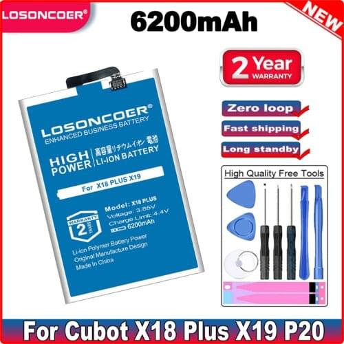 LOSONCOER 5950mAh X18 Plus Battery For Cubot X18 Plus Battery For Cubot X19 For Cubot P20 Mobile Phone Battery