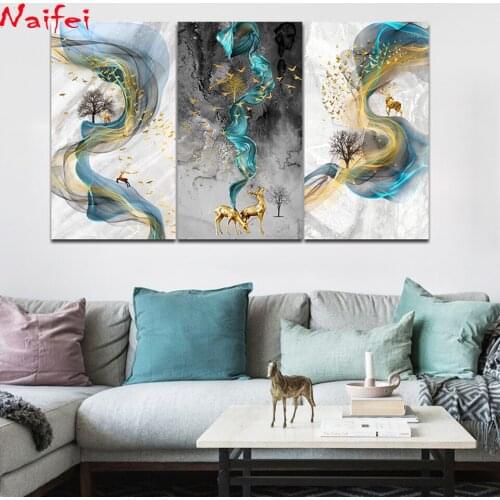 Diy diamond embroidery Abstract Running Golden Deer full round diamond painting mosaic home decoration pattern embroidery gift