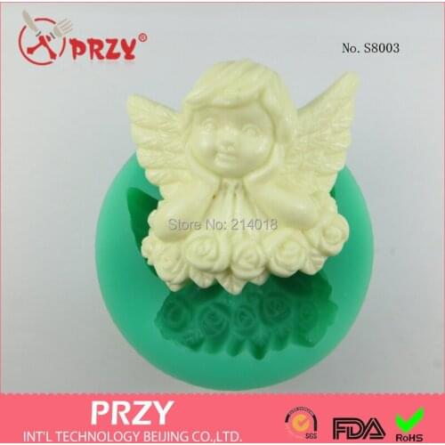 Angel Baby Molds Rose Flower Resin Candle Mould Chocolate Candy Moulds Form of Cake 3D Handmade Soap Silicone Mold NO.:S8003 001