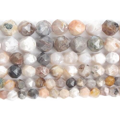 Big Faceted Natural Stone Beads Leaves Agate Round Loose Beads For Jewelry Making DIY Bracelets Earrings Accessories 6/8/10MM