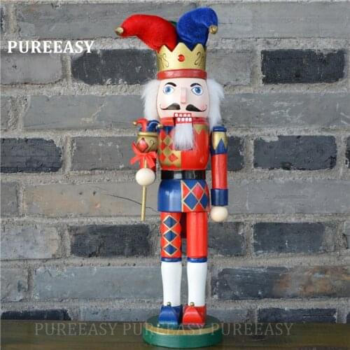 37cm Wood Nutcrackers Collection Christmas Clown Nutcrackers Puppet Style Home Decoration Ornament Sculpture
