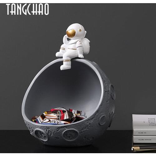 Home Decor Astronaut Figurine Storage Box Resin Art Sculpture Key Storage Living Room Table Figurines Home Decor Gift Decorative