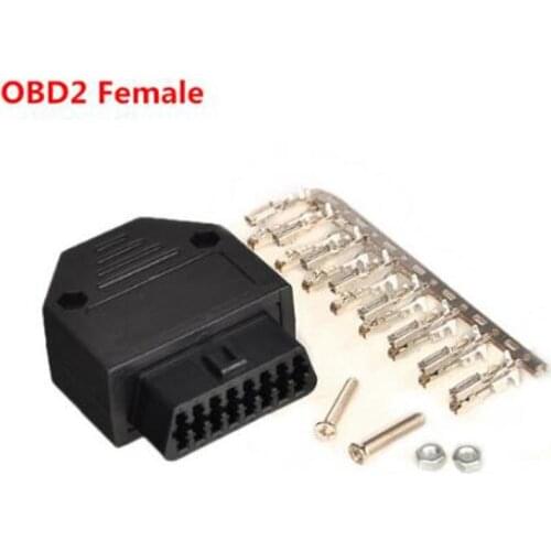 Balck Blue Optional OBD2 OBD II 16 Pin Connector Socket Diagnostic Tool Adapter OBD Connector + Enclosures + Terminal + Screws