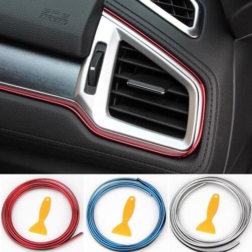 5M DIY Car Motor Interior Exterior Plated Moulding Trim Seal Line Dashboard Edge Door Flexible Strip Scratch Protection Decor