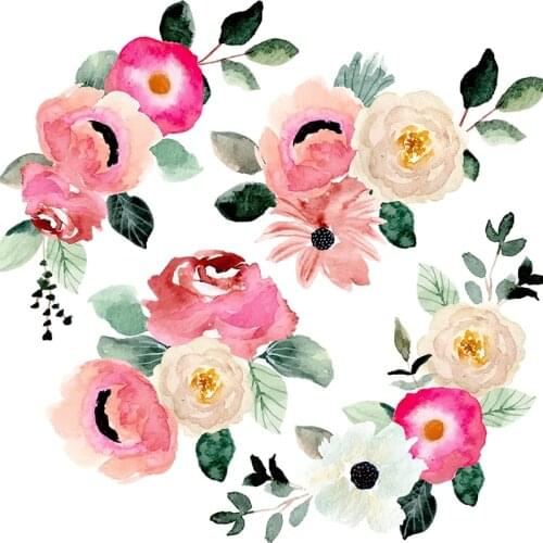 Three Ratels QCF22 Classical fairy tale color forest watercolor bouquet Elegant flower sticker for home decoration