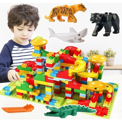 Small Size Marble Run Set Puzzle Maze Race Track Game Toy Roller Coaster Construction Building Block Brick