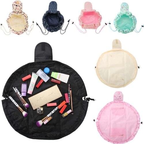 Round Drawstring Cosmetics Storage Bag With Pouches Massive Capacity Travel Carrying Bag Beauty ​Makeup Storage Toiletry Kit