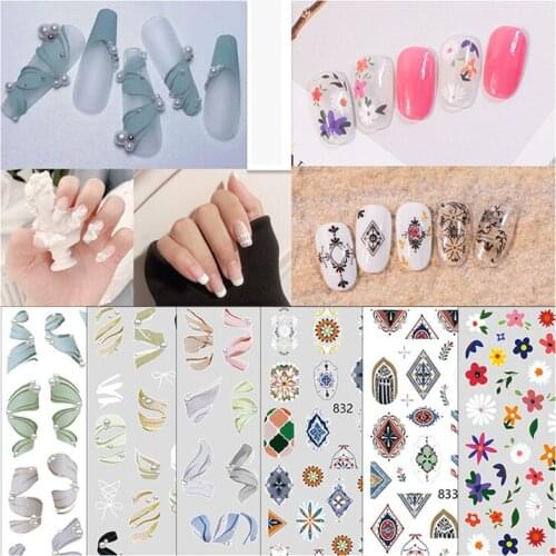 10PCS New Year New Year Pattern Ribbon Flower Nail Sticker Beautiful Girl Moroccan Baby Adhesive Adhesive Decoration Accessories