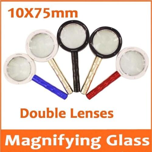 10 Times 75mm LED Illuminated Educational Magnifier for Children Handheld Magnifying Glass Loupe Old Man Reading Phone Repair