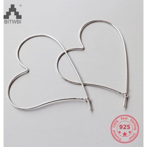 100% S925 Sterling Silver Fashion Simple Hollow Heart-shaped Earrings