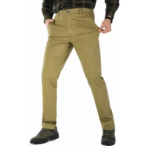 Mens casual pants fitness straight cotton cargo long trousers plus size 2019 spring elastic khakis navy young business slacks
