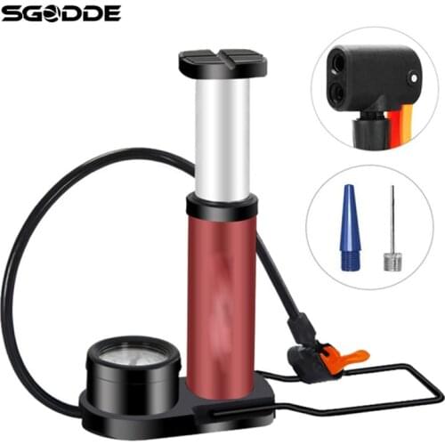 Floor Bike Pump With Pressure Gauge Aluminum Portable Air Pump Foot With Gauge Cycling Bike Pump Bicycle Accessories