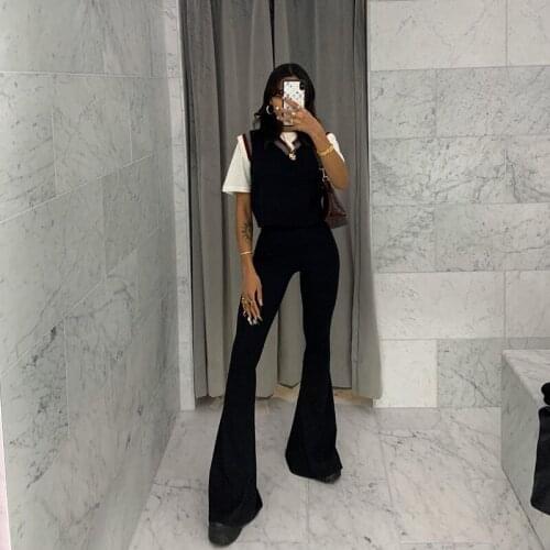 New Fashion Women Black Flare Pants Casual High Waist Stretch Skinny Bell-Bottoms Trousers Party Streetwear Lady Slim Long Pants