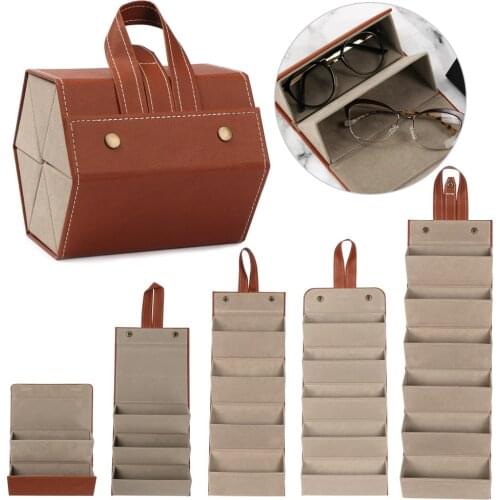 Portable Glasses Organizer 2/3/4/5/6 Multi-slot Eyeglasses Storage Display Travel Folding Sunglasses PU Leather Case Dropshippin
