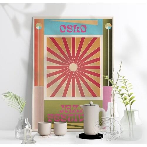 Oslo Jazz Festival 86' Show Print Poster, Nordic Style Poster, Color Geometry Home Decor Music Festival Fans Collection Gift