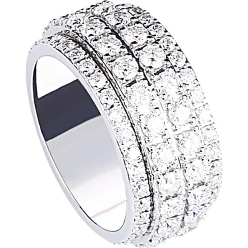 Luxury Full Diamond S925 Sterling Silver Mens Rings with Gypsophila Proposal Elegant Engagement Wedding Creative Design Jewelry