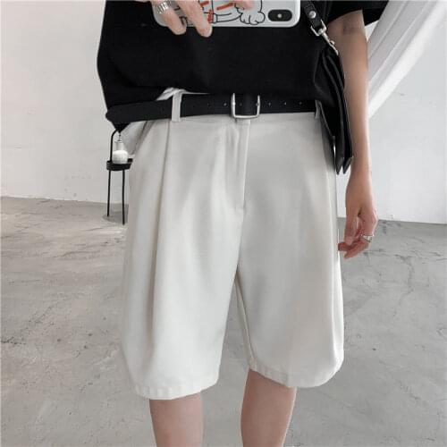 Summer Dress Shorts Mens Fashion Solid Color Business Casual Shorts Men Streetwear Wild Loose Korean Suit Shorts Men M-2XL