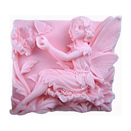 2.7" Fairy Flowers Play with Butterfly 50185 Craft Art Silicone Soap mold Craft Molds DIY