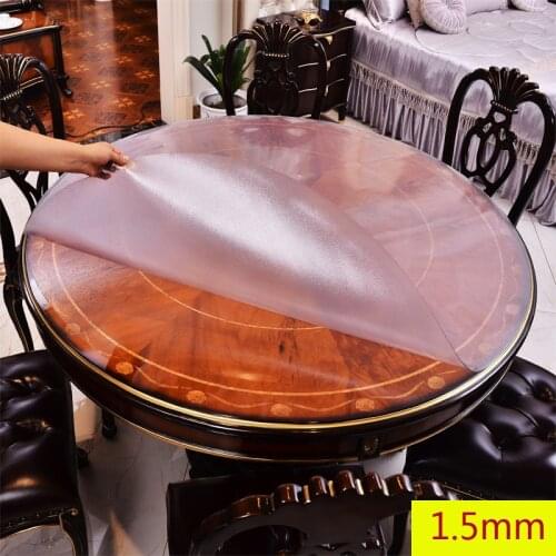 1.0mm Round PVC Tablecloth Table Cover Transparent kitchen pattern oil tablecloth Transparent Top Table Cloth Plastic Mat