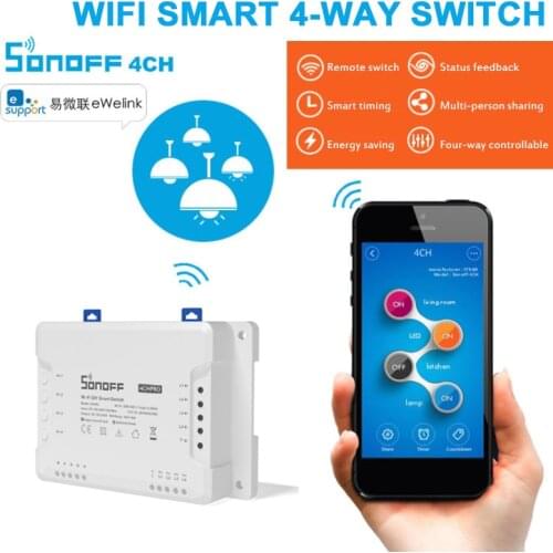 SONOFF 4CH PRO R3 Wifi Light Switch Remote 433 Mhz RF Smart Home Controller 4 Channel/ Gang Intelligent Wireless Switch Module
