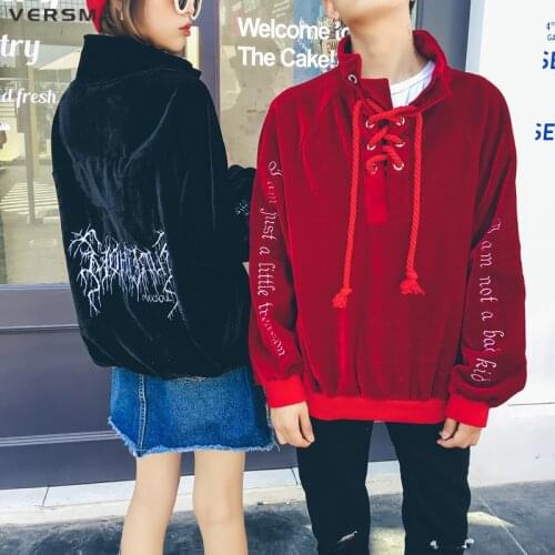 VERSMA Japanese Harajuku Letter Embroidery Plain Hoodie Sweatshirt Men Hip Hop Velvet Hoodies Men Tracksuit Women Dropshipping