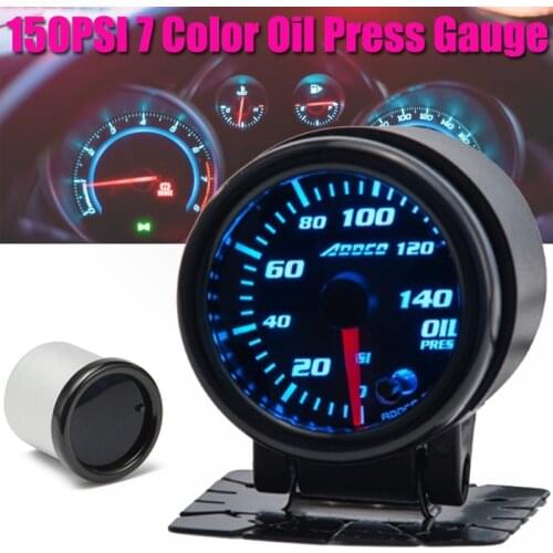 Universal Car Oil Press Gauge Auto DC 12V 52mm/2" 7 LED Colors Display Oil Pressure Sensor Meter LED With Sensor Holder