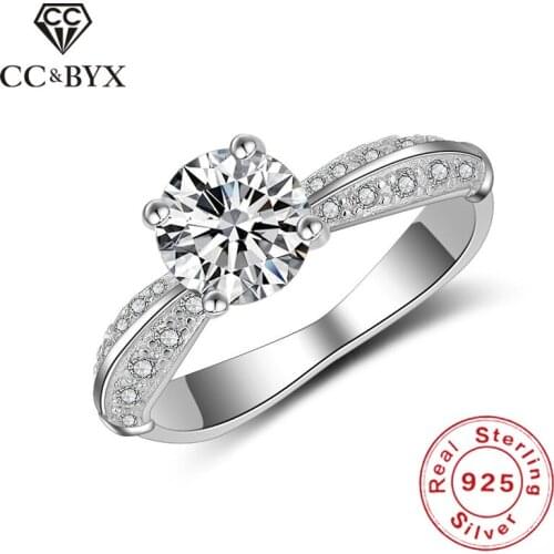 CC Sterling 925 Silver Jewelry Wedding Rings For Women Four Claw Gauto Vintage Temperament Bridal Engagement Anillos Mujer CC825
