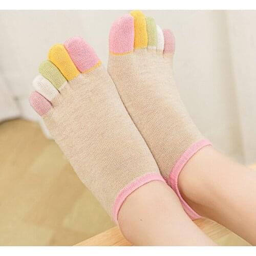 Womens Toe Socks 5 Toe Socks Lady Womens Girls Five Fingers Trainer Toe Cotton Cute Socks Colorful Pilates Massage Sock Femme