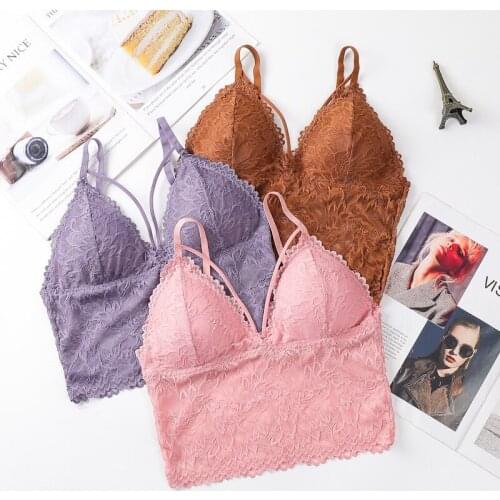 Candy Color Sexy Lingerie Womens Summer Bra Hollow Out Corset Lace Breathable Push Up Underwear With Padding For Girl Bralette