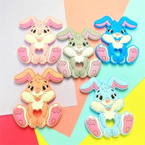 1pcs Cartoon Silicone Rabbit Teether BPA Free Baby Teething Necklace Toy Pendant Baby Product DIY Accessories